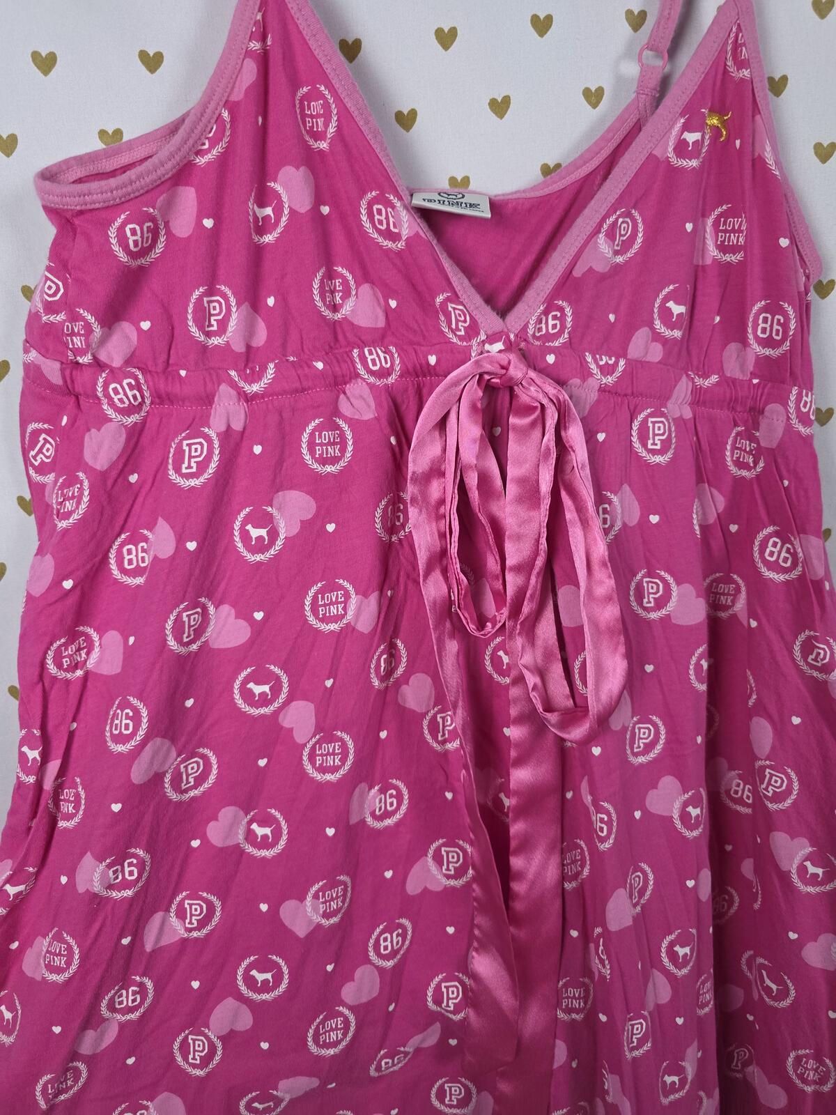 Vintage Victoria's Secret PINK Sundress Love 86 Dog Logo Y2K Ruffle M Dress