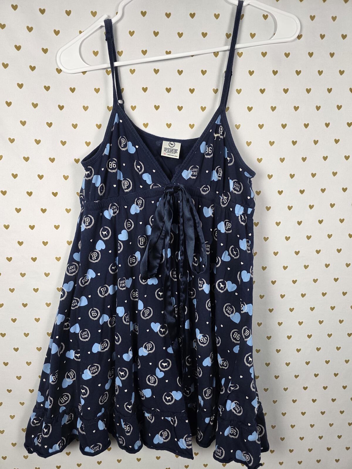 Vintage Victoria's Secret PINK Sundress Love 86 Dog Logo Y2K Ruffle M Dress