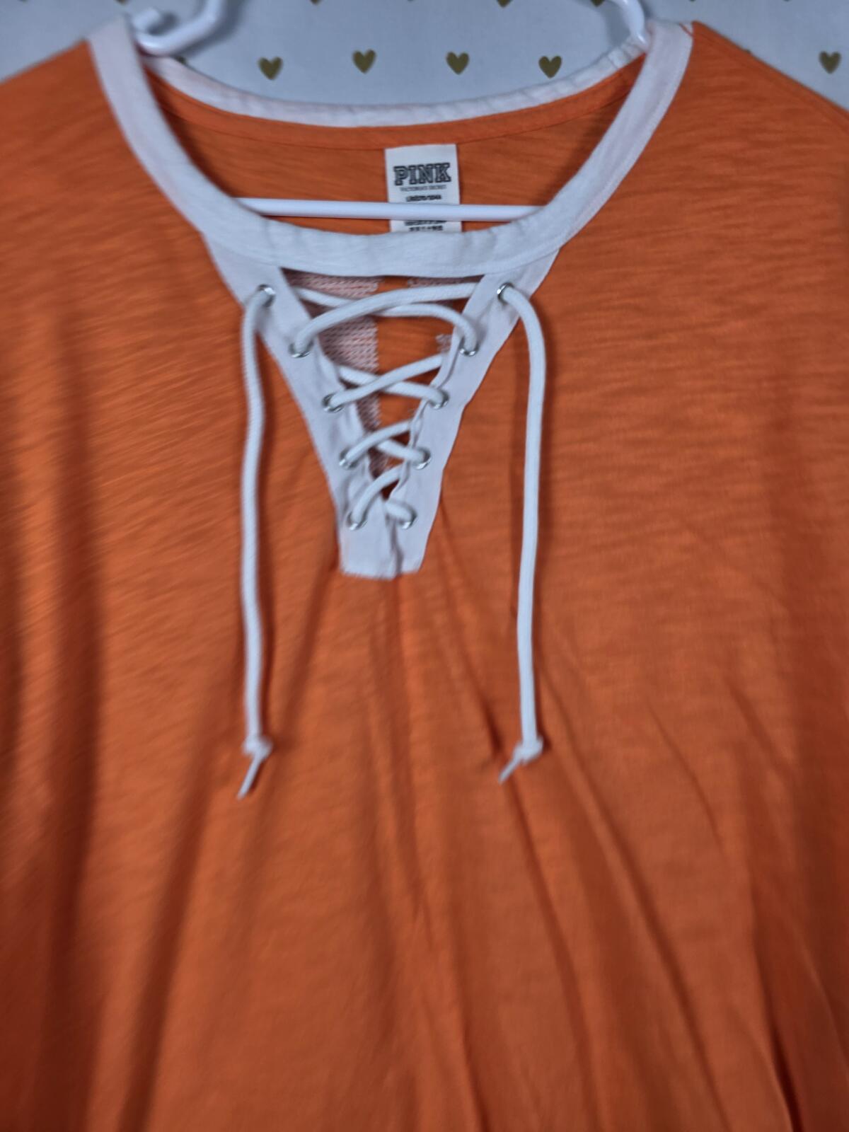 Victorias Secret PINK HTF HALLOWEEN Here for the BOOS BLING Tee Lace front LARGE