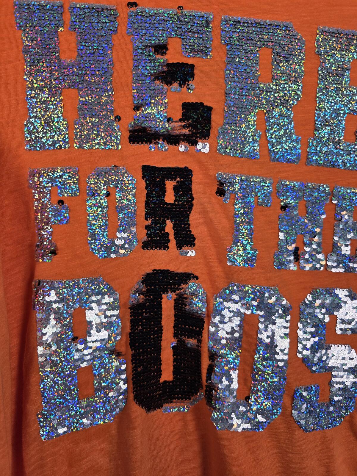 Victorias Secret PINK HTF HALLOWEEN Here for the BOOS BLING Tee Lace front LARGE