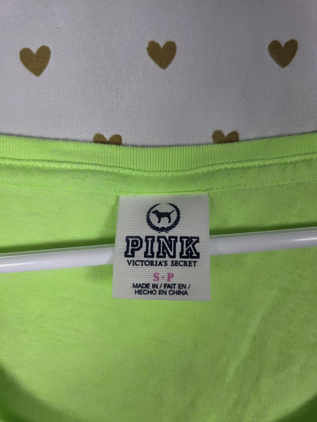 Victorias Secret PINK BLING Striped Neon Sequined vintage Tee shirt SMALL