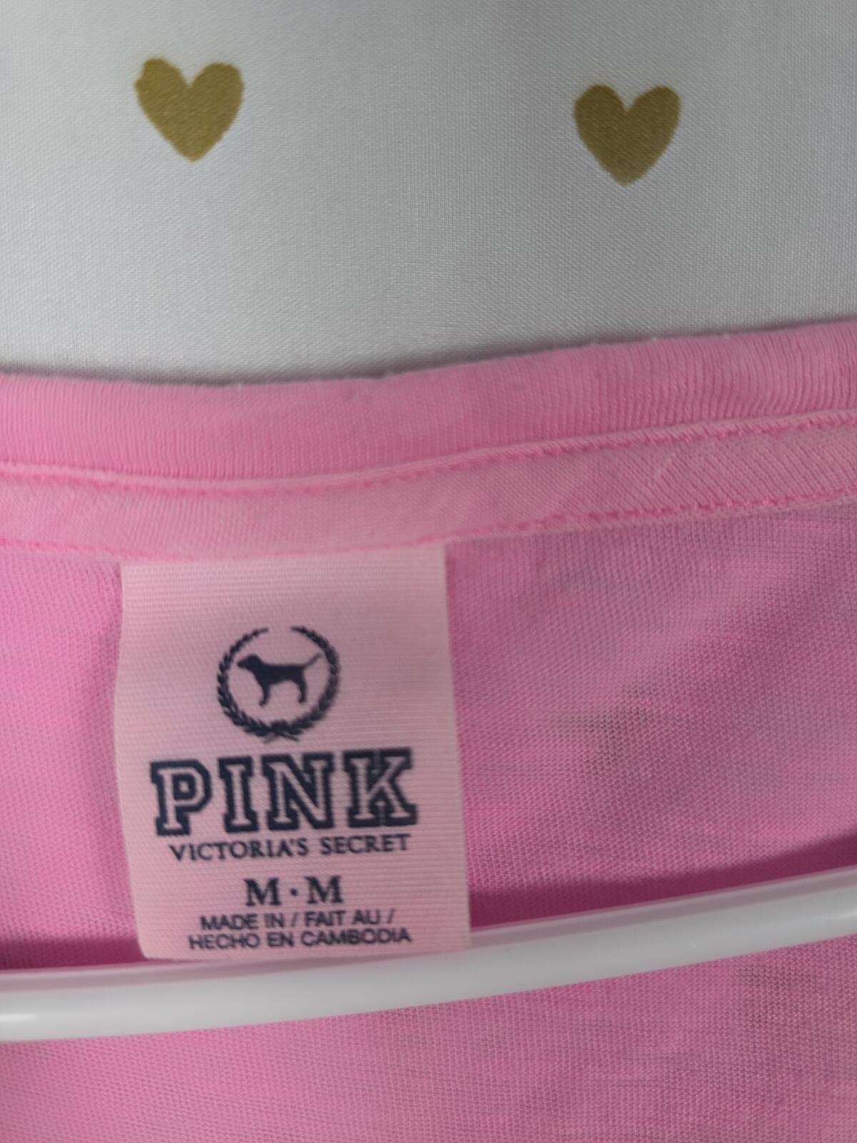 Victorias Secret PINK  LOVE Vintage V neck Tee Shirt MEDIUM Y2k