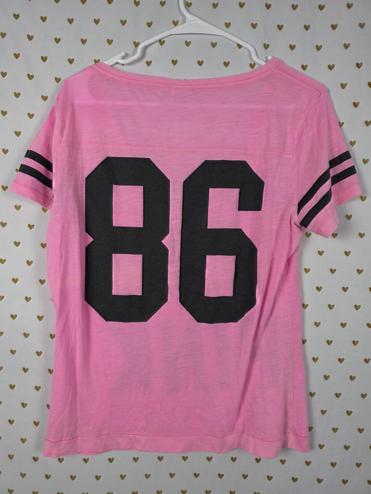 Victorias Secret PINK  LOVE Vintage V neck Tee Shirt MEDIUM Y2k