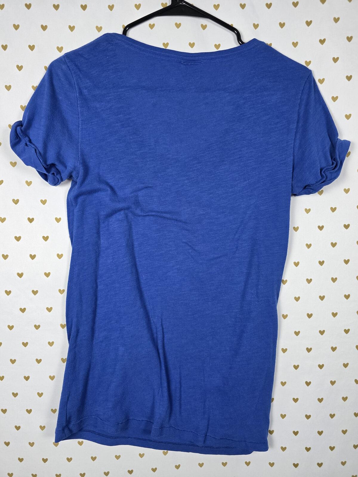 Victorias Secret PINK V Neck Blue Vintage 86 Tee Shirt Y2k Bling Snake Print SM