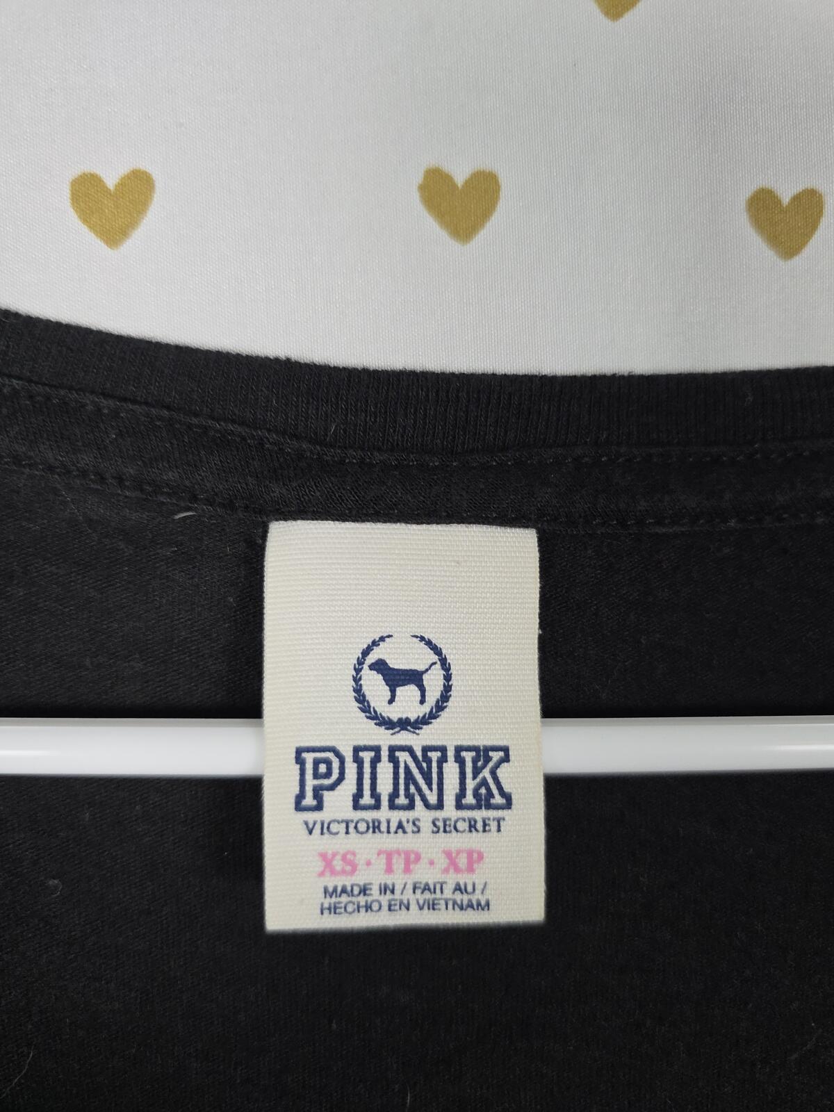 Victorias Secret PINK Rare HTF Vintage LEOPARD CHEETAH Logo Bling Tee Shirt XS