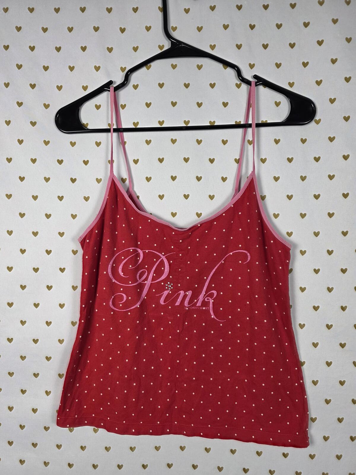 Victorias Secret PINK Bling Vintage Large Red Cotton Babydoll Tank Top