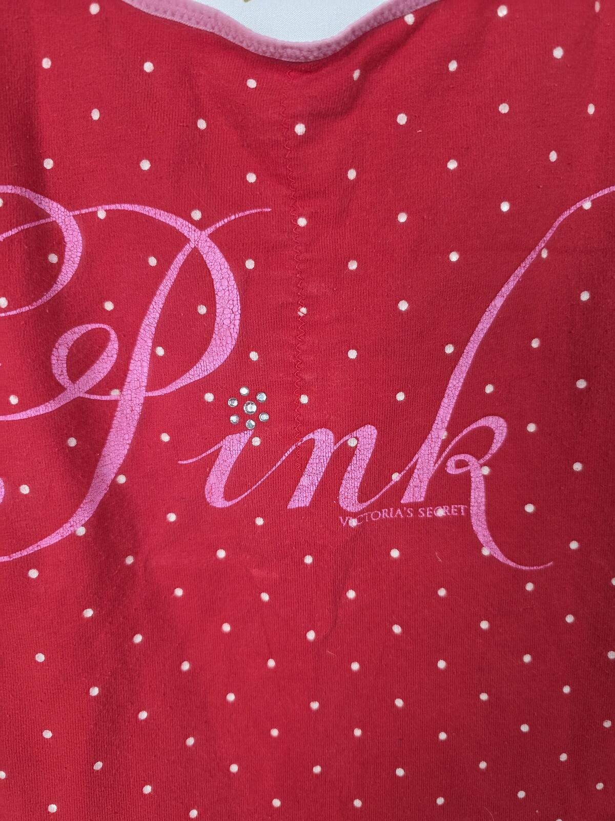 Victorias Secret PINK Bling Vintage Large Red Cotton Babydoll Tank Top