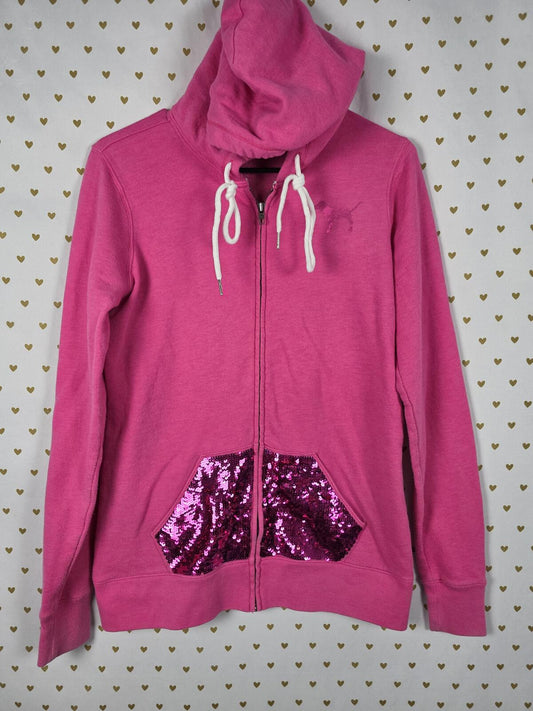 Victorias Secret Pink BlING Love Vintage y2k Sequined Hoodie Jacket Full ZIp S