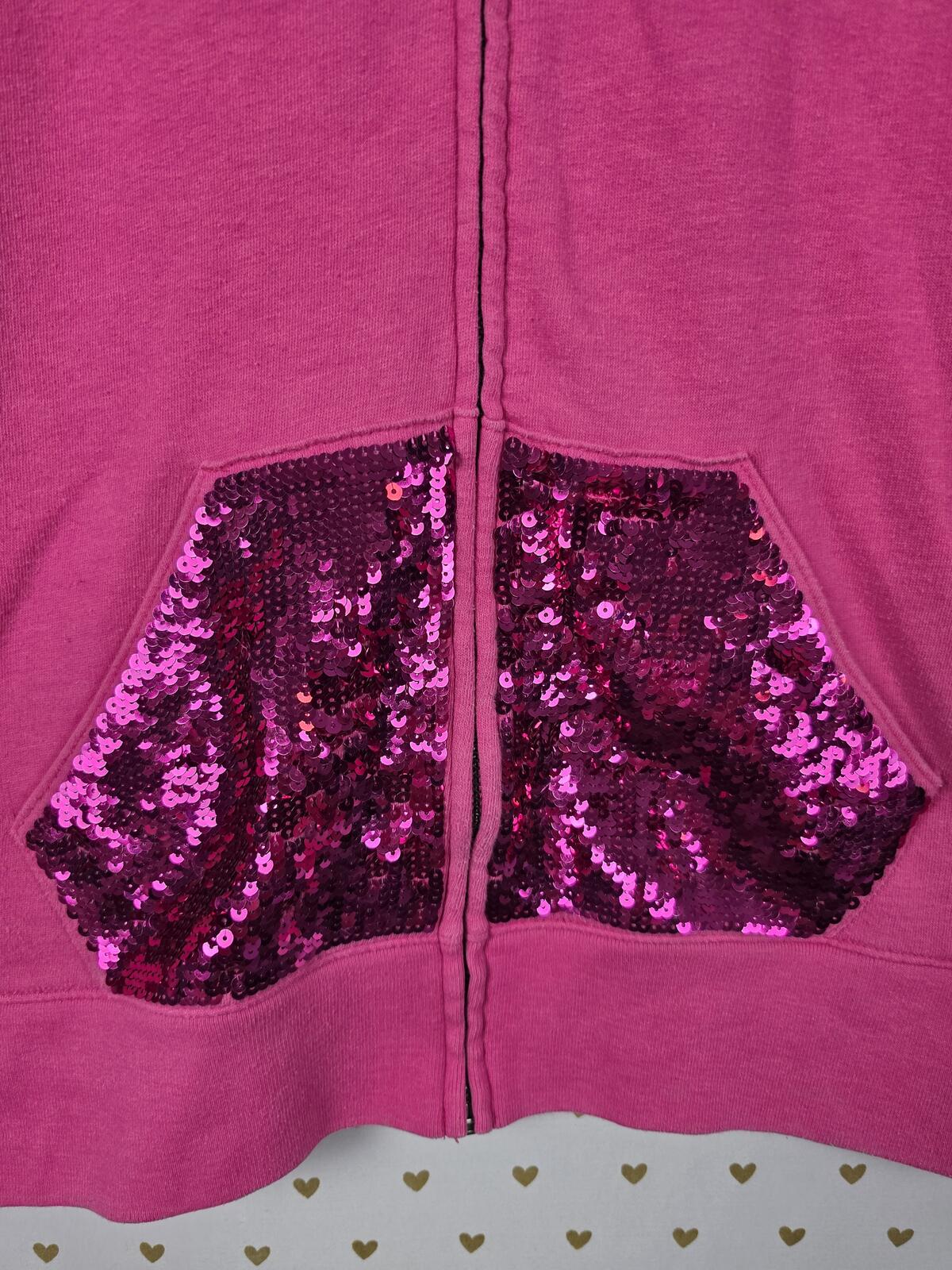 Victorias Secret Pink BlING Love Vintage y2k Sequined Hoodie Jacket Full ZIp S