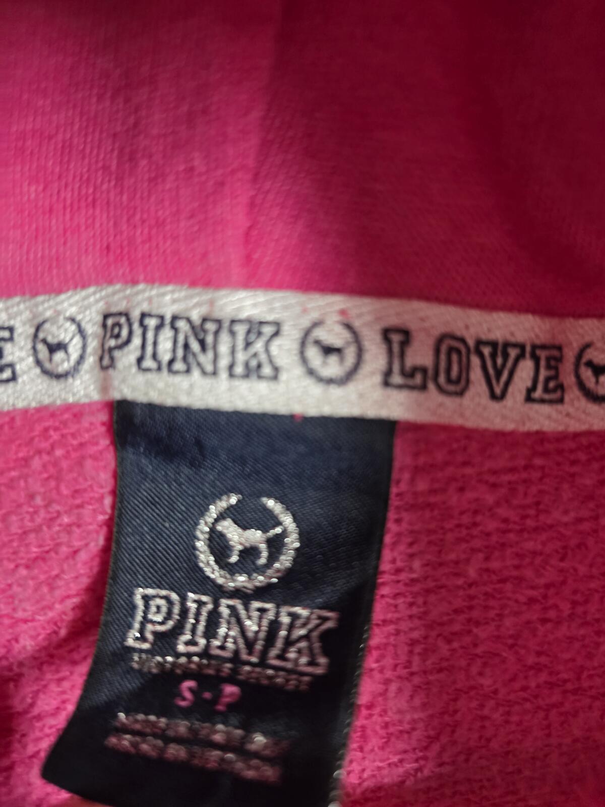 Victorias Secret Pink BlING Love Vintage y2k Sequined Hoodie Jacket Full ZIp S