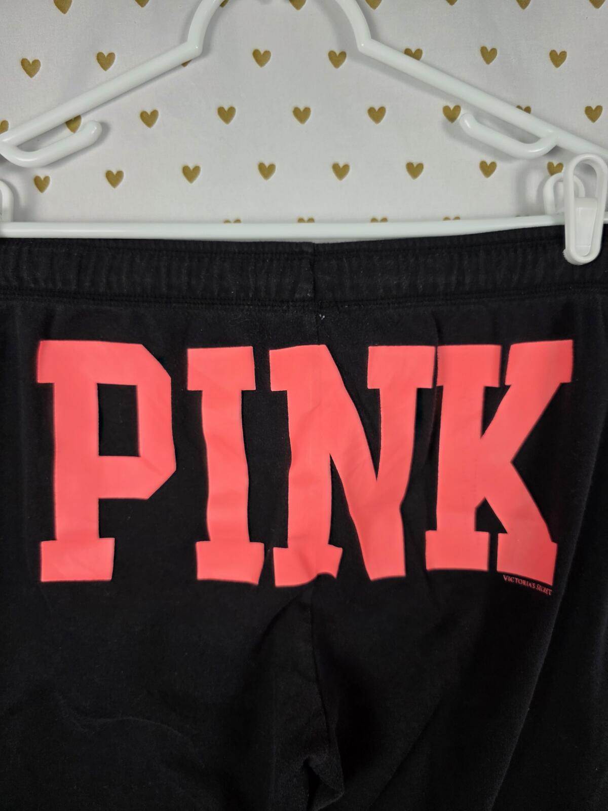 Victorias Secret PINK Logo Butt Tapered Joggers Sleep Pants pajama Bottoms MED