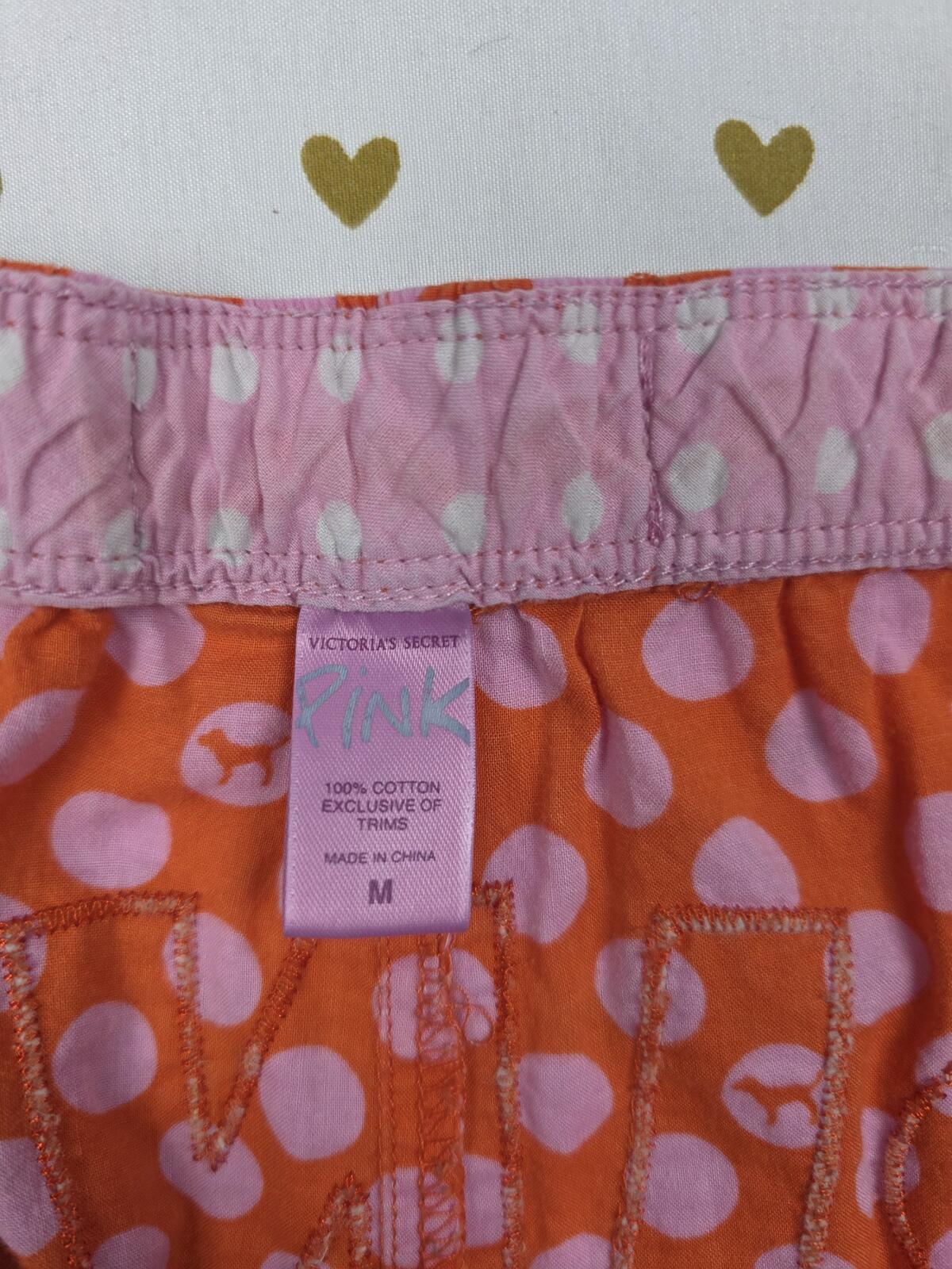 Victorias Secret PINK Vintage Y2k POLKA DOT Logo BUTT Sleep Pants COTTON Medium