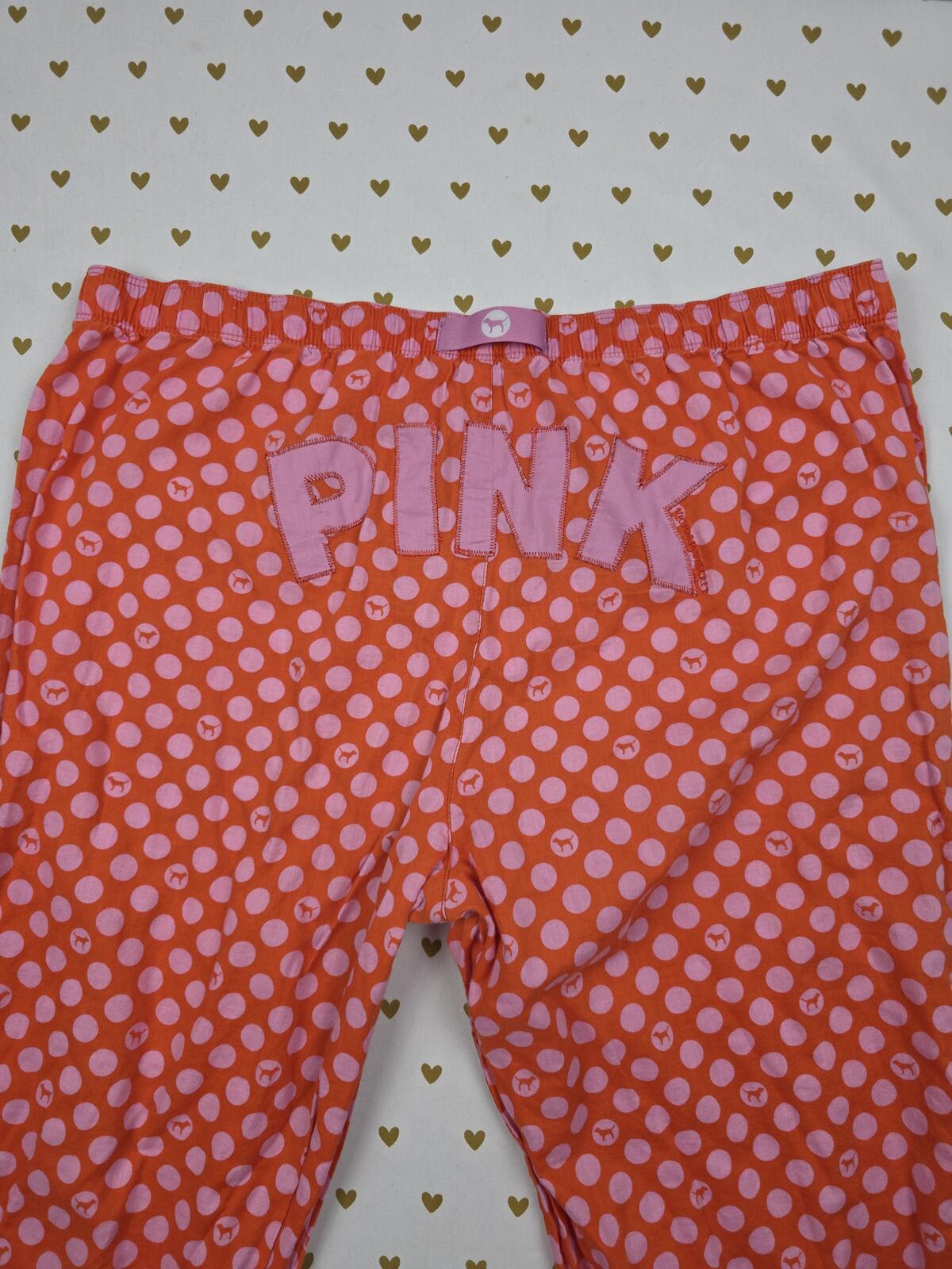 Victorias Secret PINK Vintage Y2k POLKA DOT Logo BUTT Sleep Pants COTTON Medium