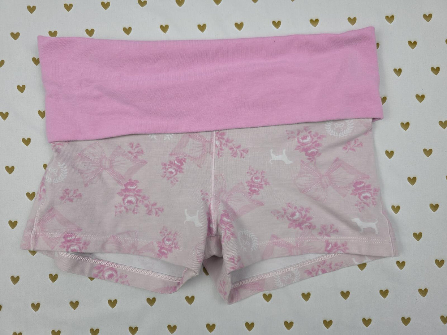 Victorias Secret PINK LOVESHACKFANCY Cute Foldover Yoga Shorts SMALL