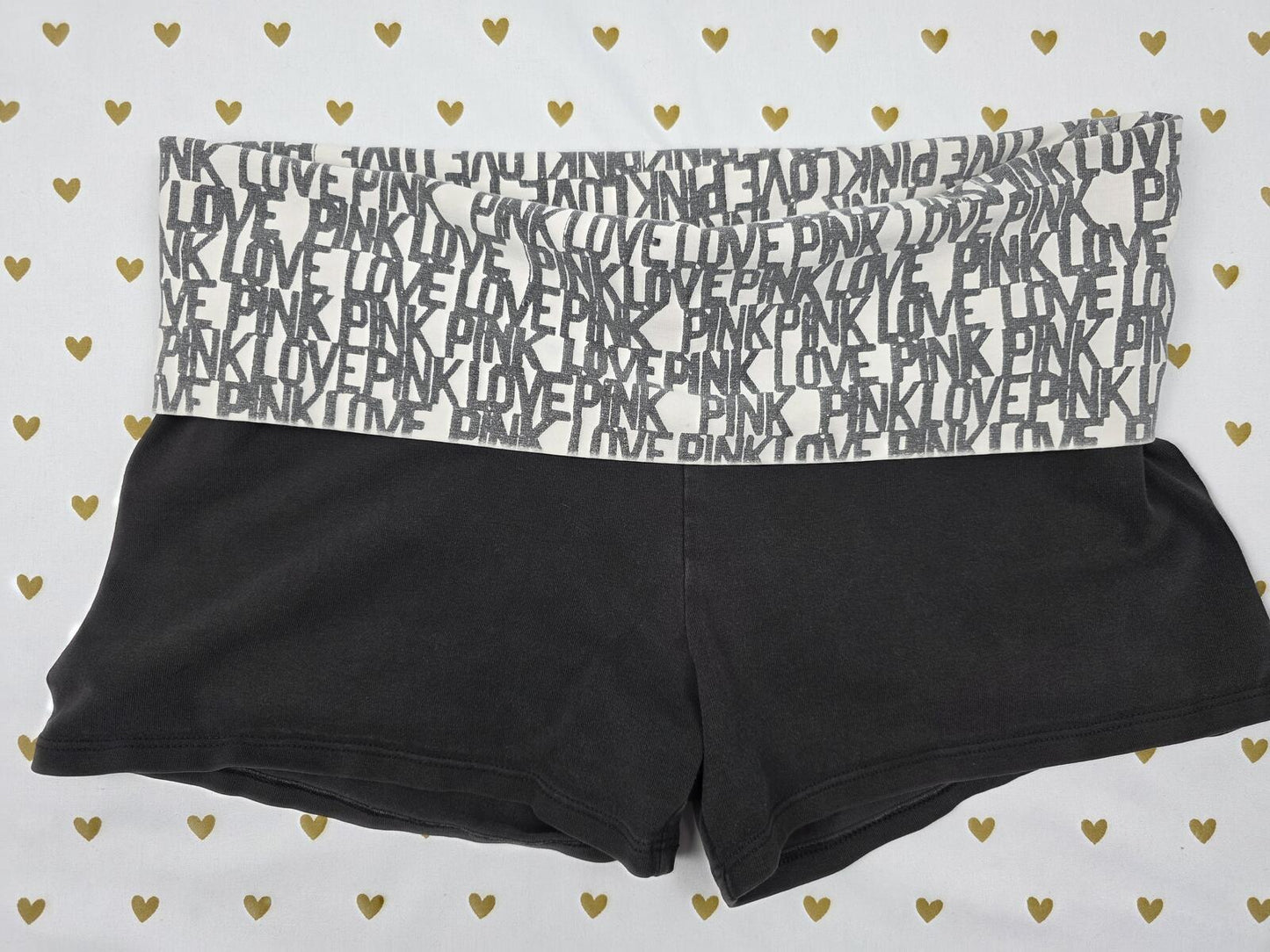 Victorias Secret PINK Vintage y2k Foldover Yoga Shorts Logo MEDIUM