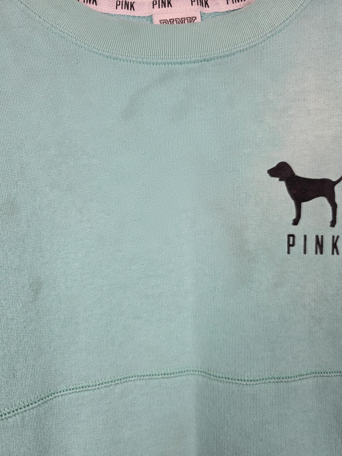 Victorias Secret Pink Leopard Cheetah Logo Sweater Shirt XS Oversized