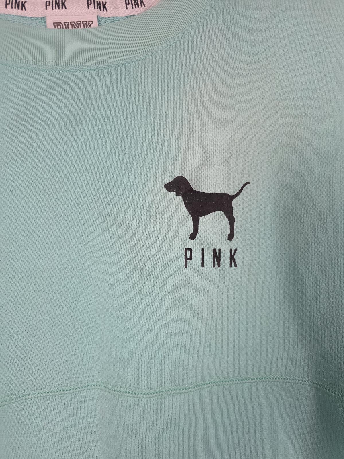 Victorias Secret Pink Leopard Cheetah Logo Sweater Shirt XS Oversized