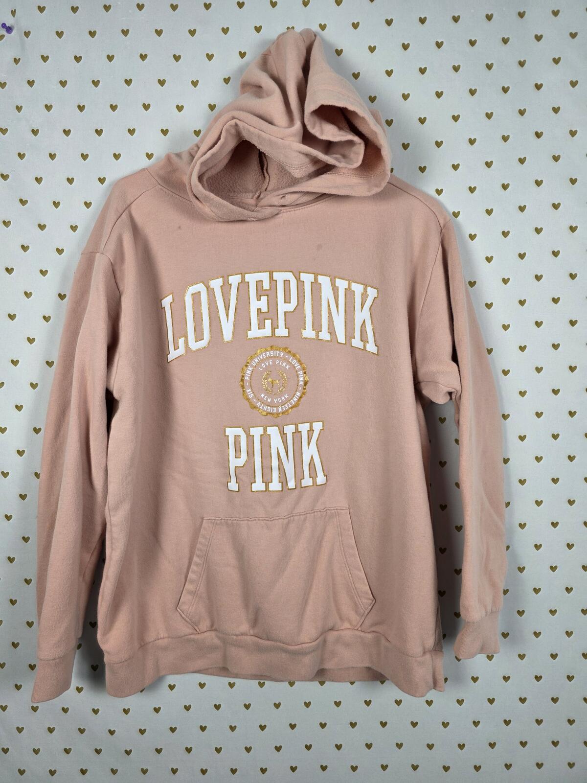 Victorias Secret Pink Love Logo Pullover hoodie sweater shirt oversized MEDIUM