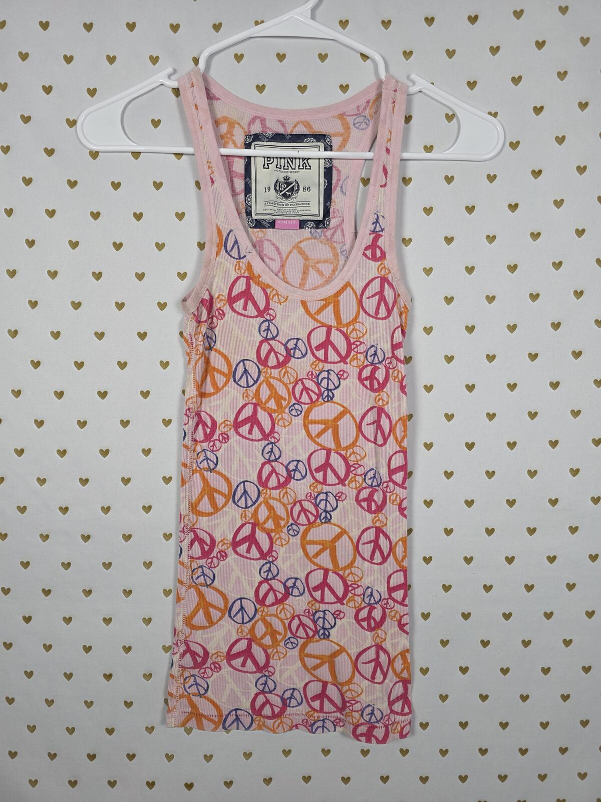 Victorias Secret PINK vintage Y2k PEACE Ribbed tank top XS