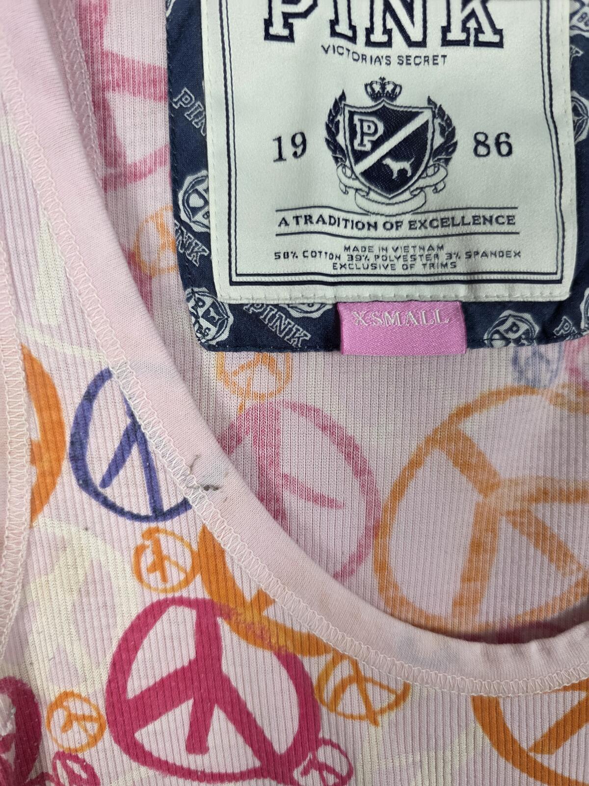 Victorias Secret PINK vintage Y2k PEACE Ribbed tank top XS