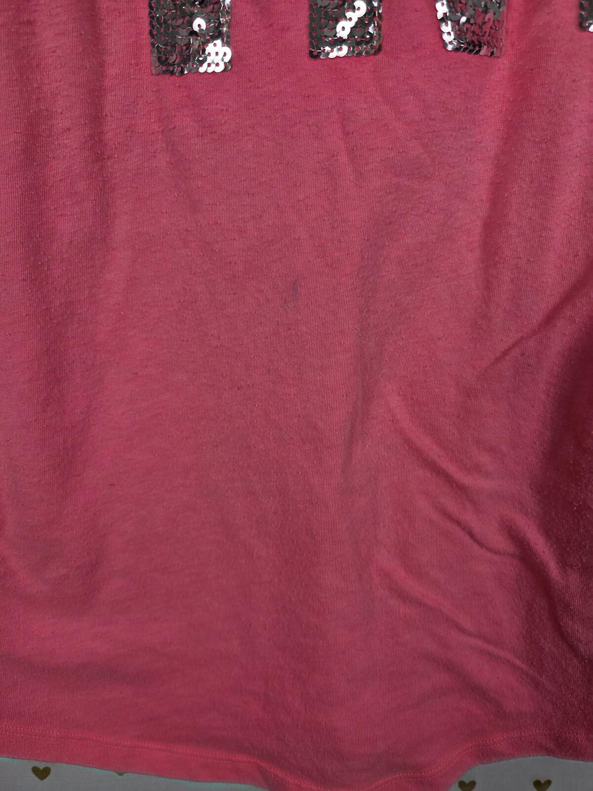 Victorias Secret PINK Oversized BLING Sequined V neck colorblock tee shirt MED