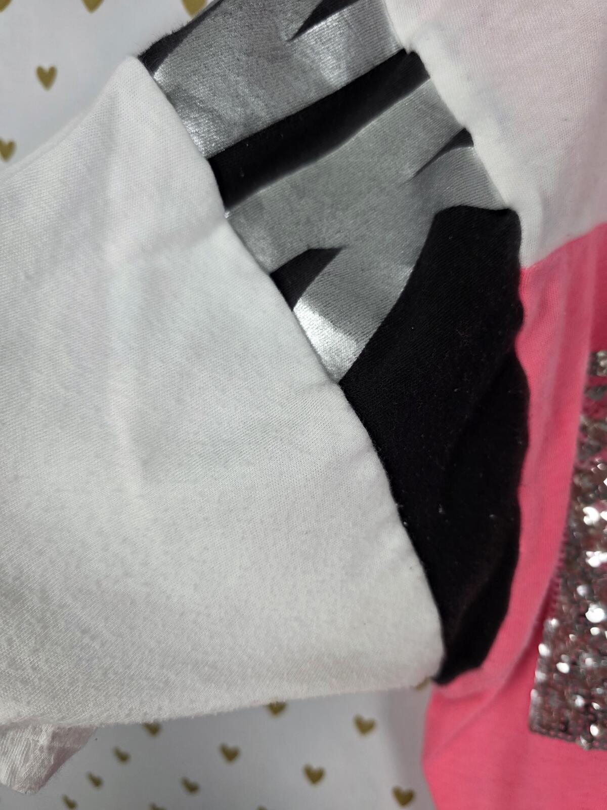 Victorias Secret PINK Oversized BLING Sequined V neck colorblock tee shirt MED