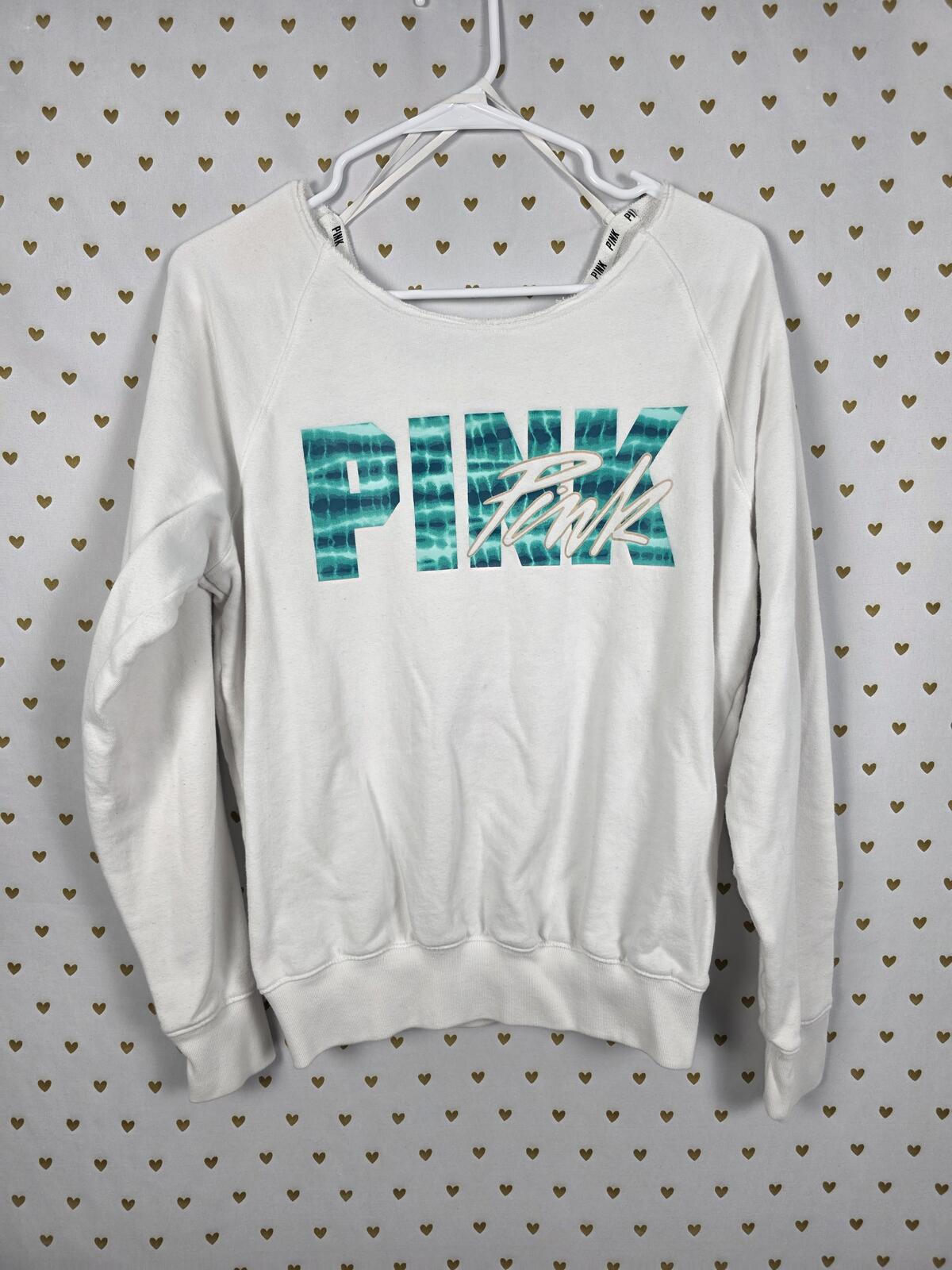 Victorias Secret Pink Slouchy Logo Off shoulder sweater shirt SMALL