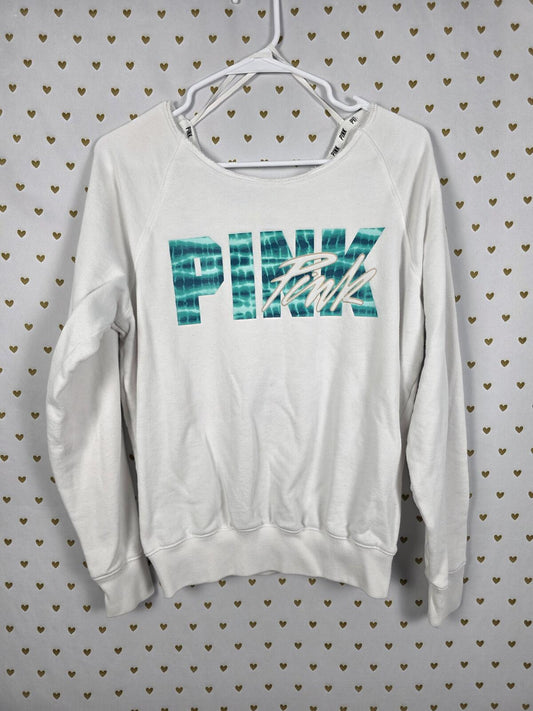 Victorias Secret Pink Slouchy Logo Off shoulder sweater shirt SMALL
