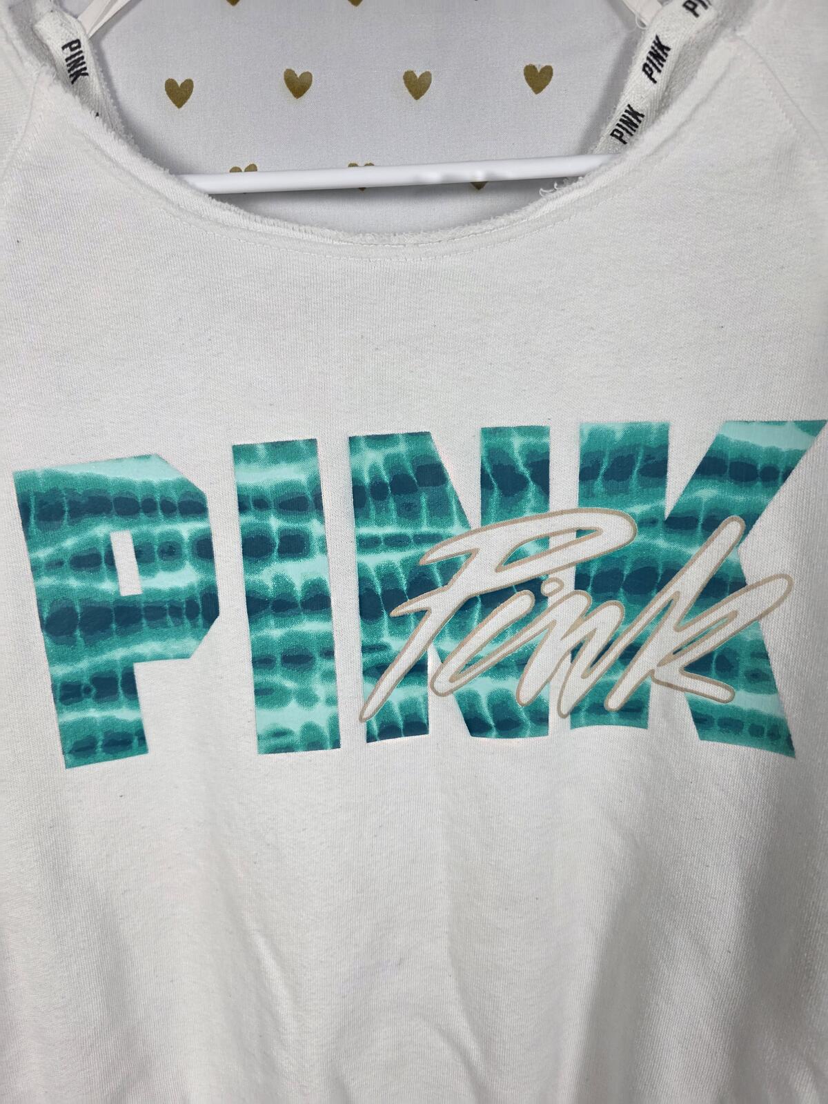 Victorias Secret Pink Slouchy Logo Off shoulder sweater shirt SMALL