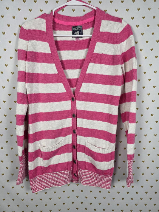 Victorias Secret Pink Vintage knit cardigan sweater long sleeve Striped y2k MED