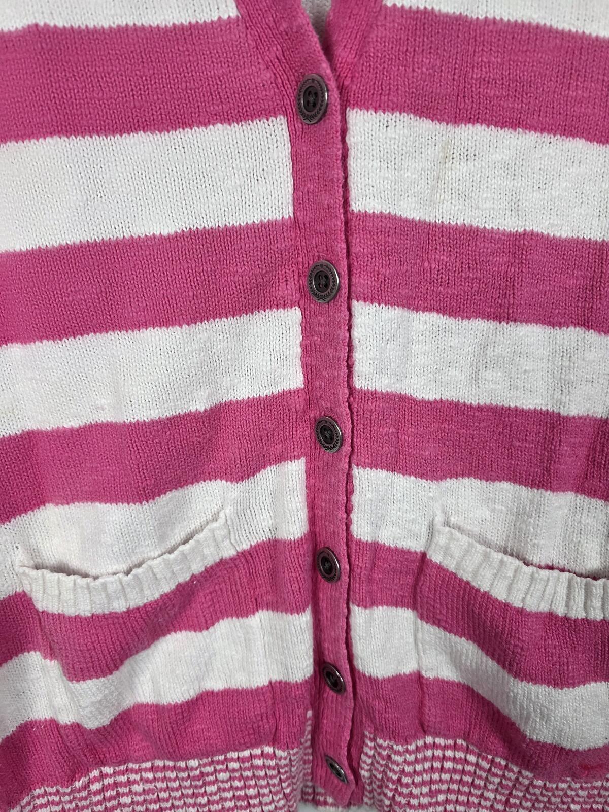 Victorias Secret Pink Vintage knit cardigan sweater long sleeve Striped y2k MED