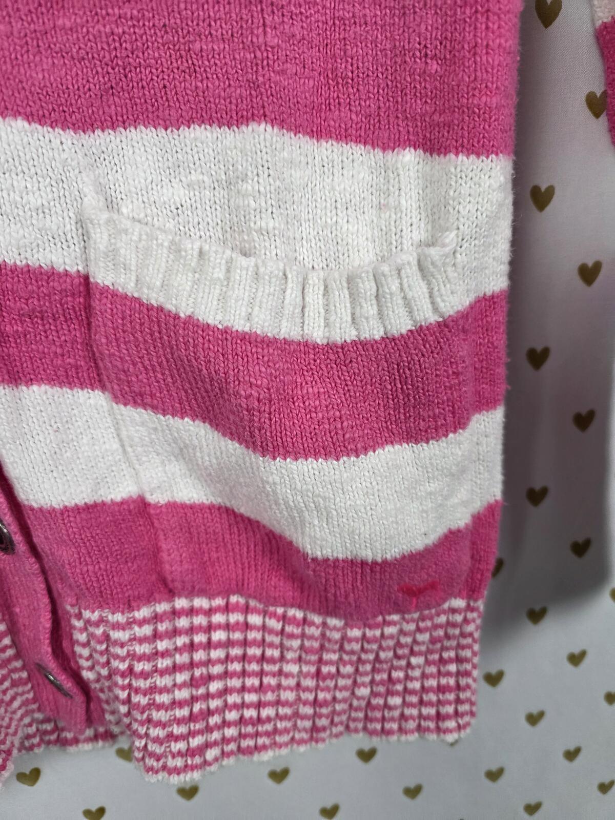 Victorias Secret Pink Vintage knit cardigan sweater long sleeve Striped y2k MED