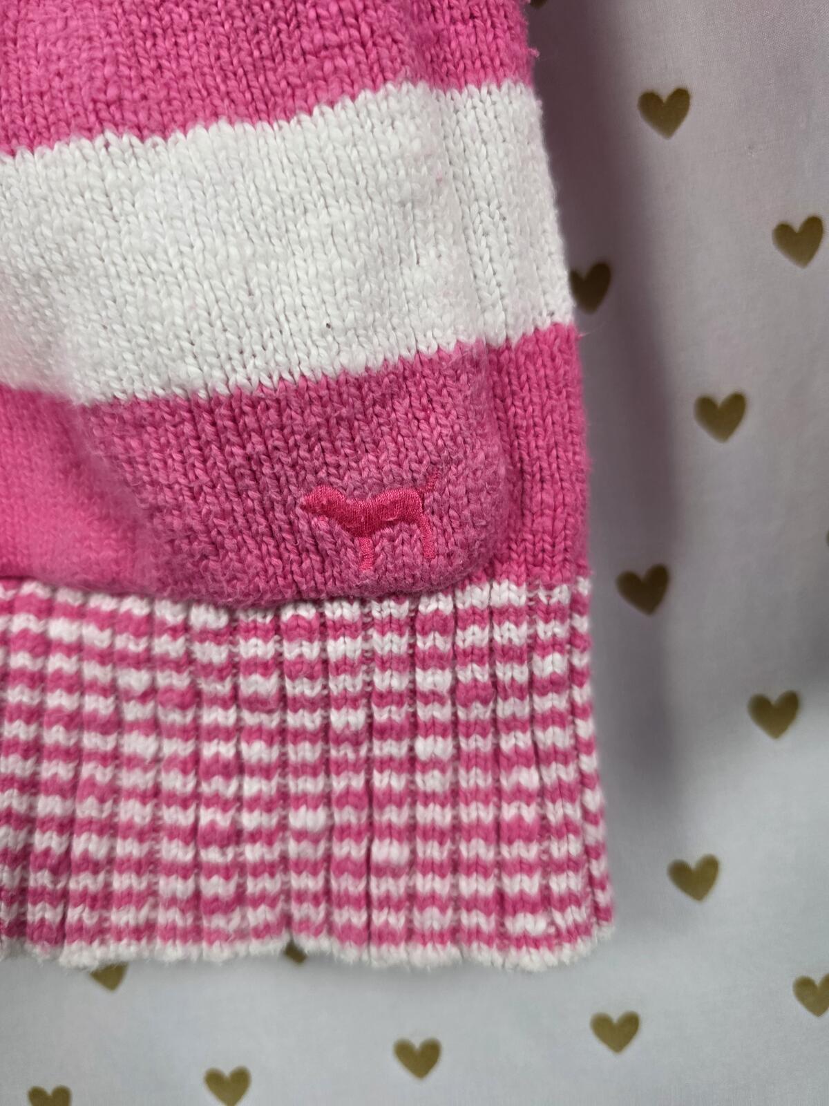 Victorias Secret Pink Vintage knit cardigan sweater long sleeve Striped y2k MED