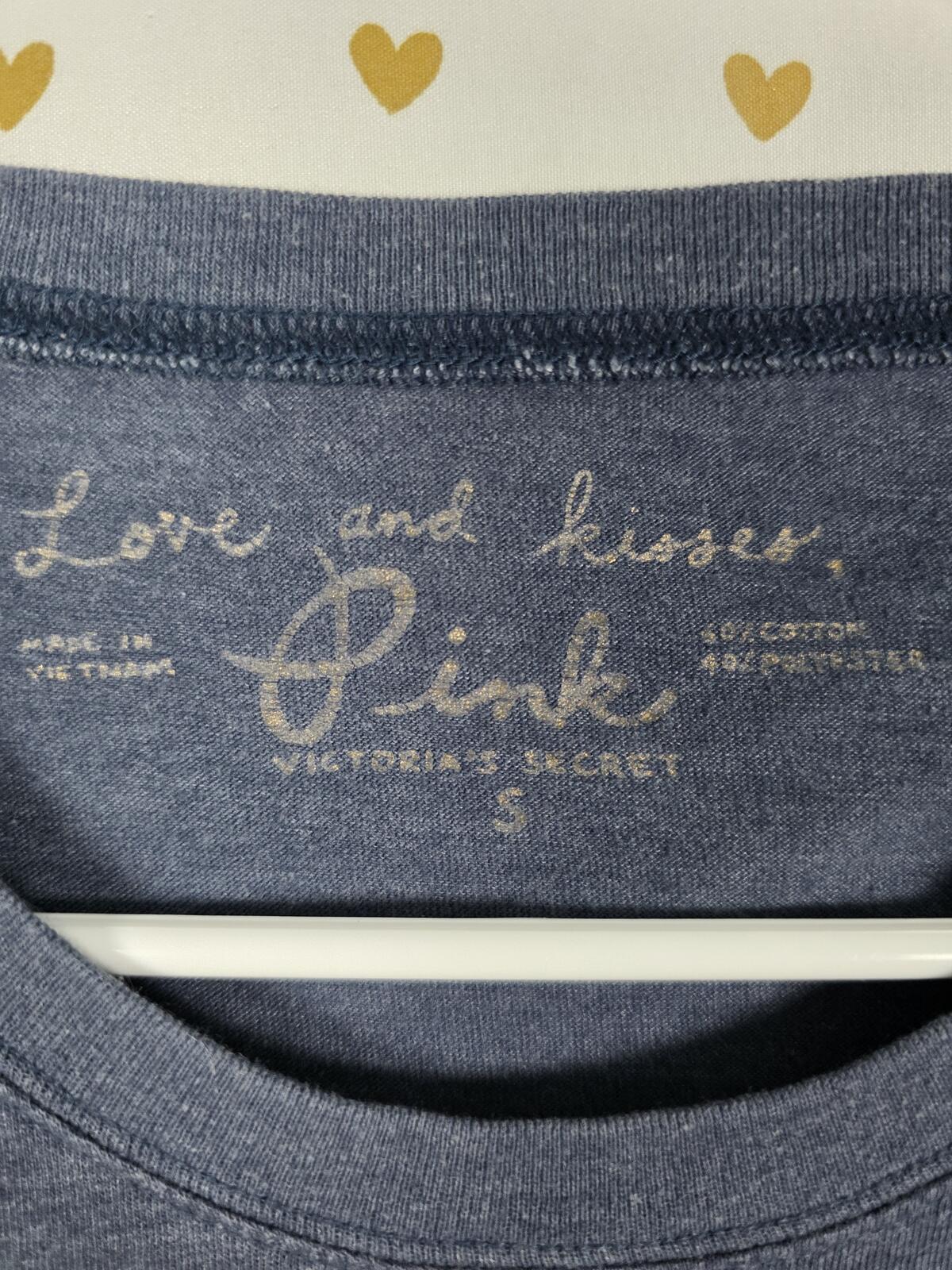 Victorias Secret READY SET PINK Phys Ed Tee shirt Vintage Y2k Blue SMALL tee