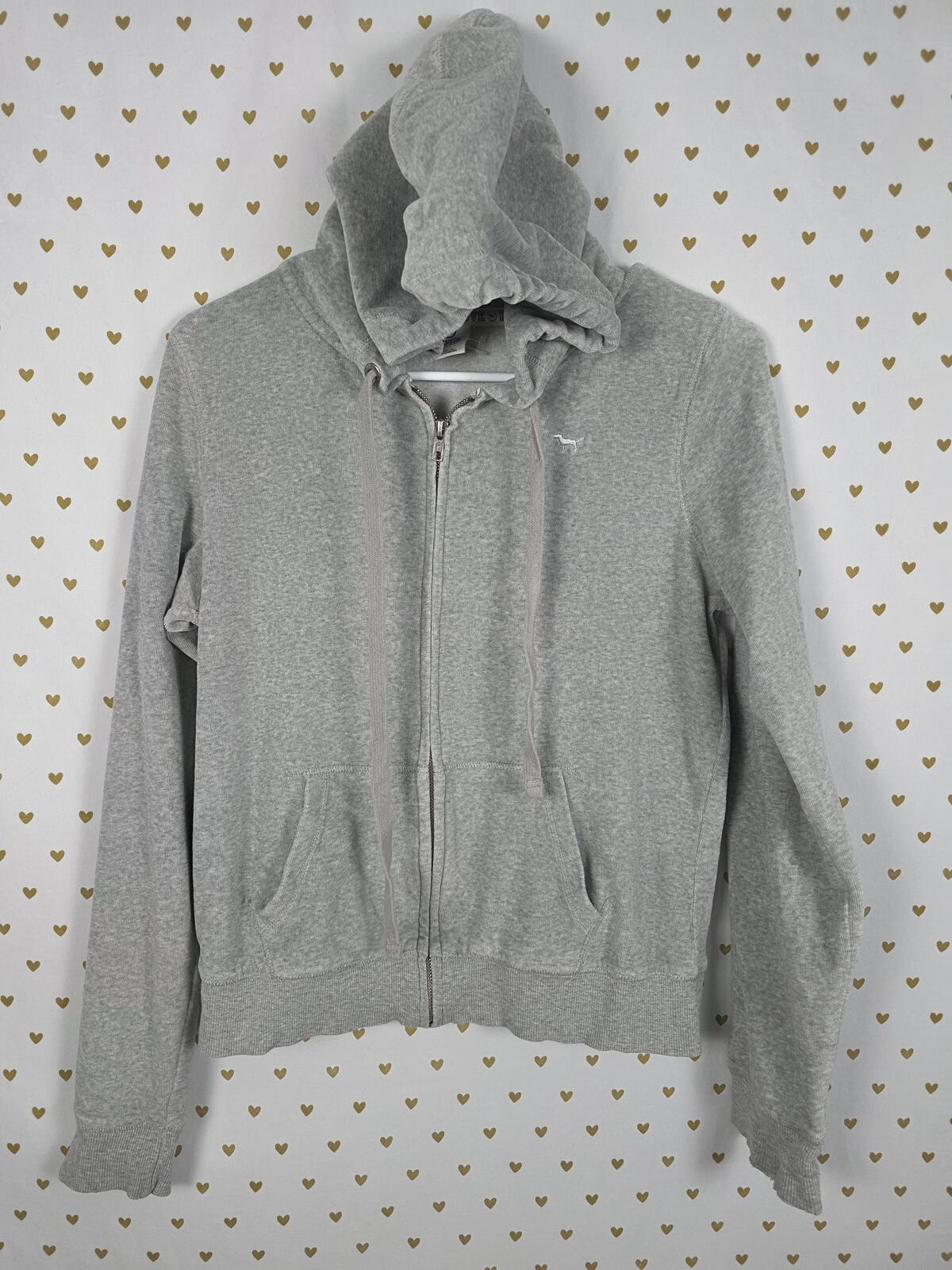 Victorias Secret Pink medium Grey VELOUR Bling LOVE Sequined Full Zip Jacket