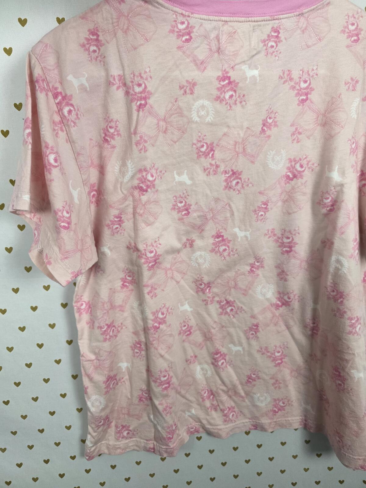 Victorias Secret PINK LOVESHACKFANCY Floral Campus Tee small  Logo Bows