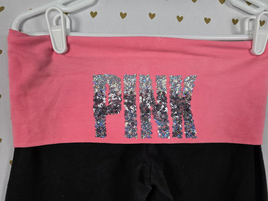 Victorias Secret PINK BLING Vintage Y2k Foldover Yoga Pants Skinny XS