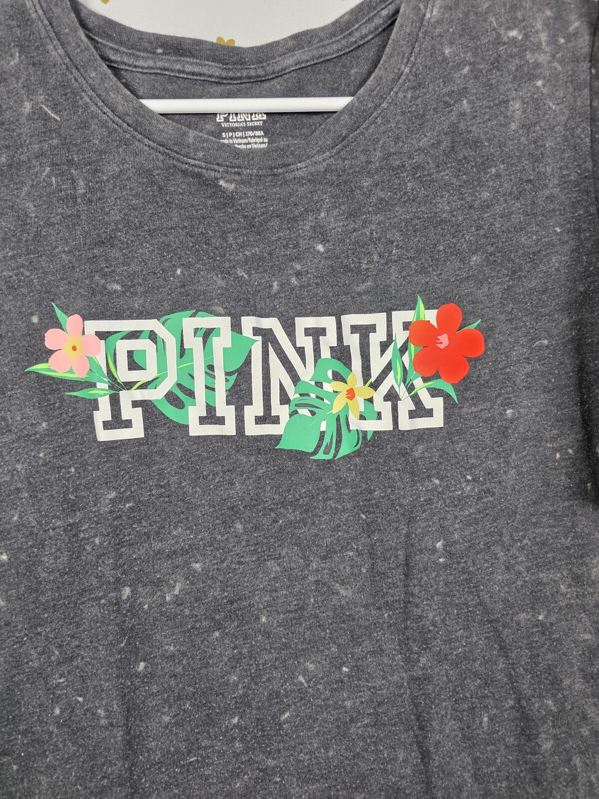 Victorias Secret PINK Vintage Hawaiian Logo Tee Shirt Bike Shorts SET XS SMALL