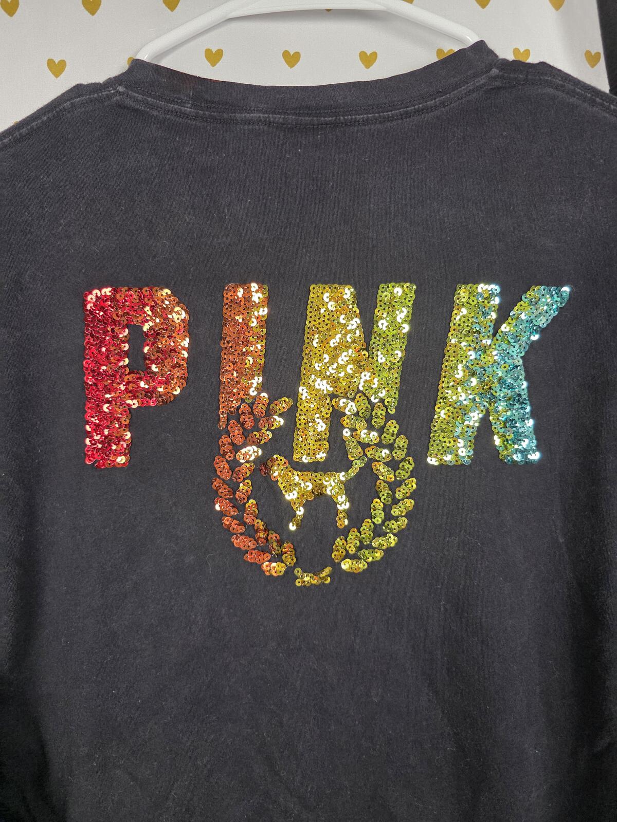 Victorias Secret PINK RAINBOW BLING sequined NEW Leggings Yoga Pants Tee SET