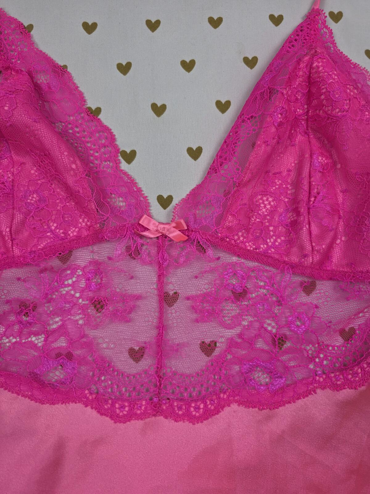 Victorias Secret Pink Satin Tie Back Halter Nightie Lingerie Slip Dress LARGE