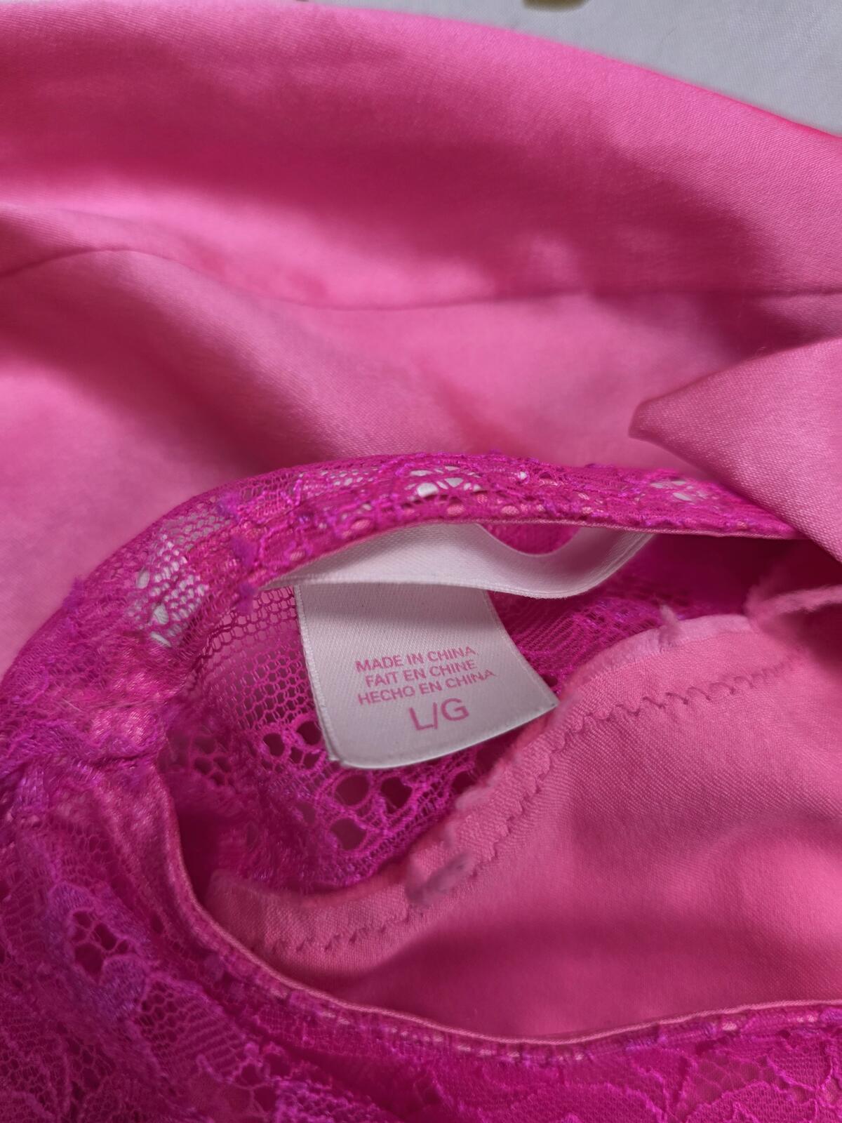 Victorias Secret Pink Satin Tie Back Halter Nightie Lingerie Slip Dress LARGE