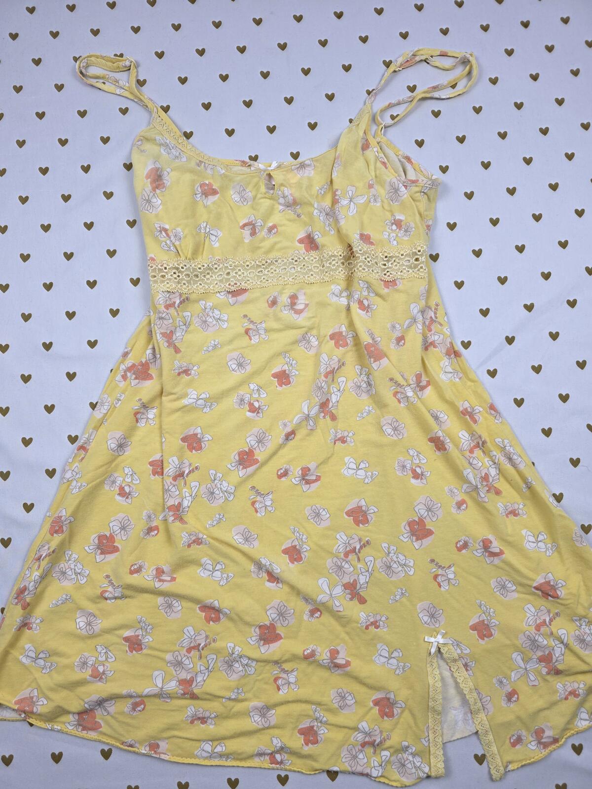 Victorias Secret Vintage ANGELS Medium Yellow Soft Sleep Dress Nightie Y2 MODAL