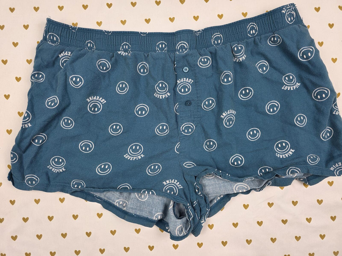 Victorias Secret PINK Smiley Face LARGE Sleep Shorts Boxers Pajama Bottoms