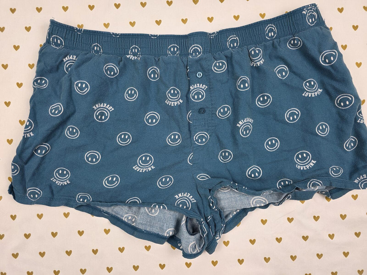 Victorias Secret PINK Smiley Face LARGE Sleep Shorts Boxers Pajama Bottoms