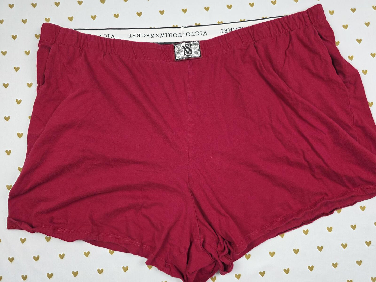 Victorias Secret Red BLING logo 2XL XXL Sleep Shorts Boxers Pajama Bottoms