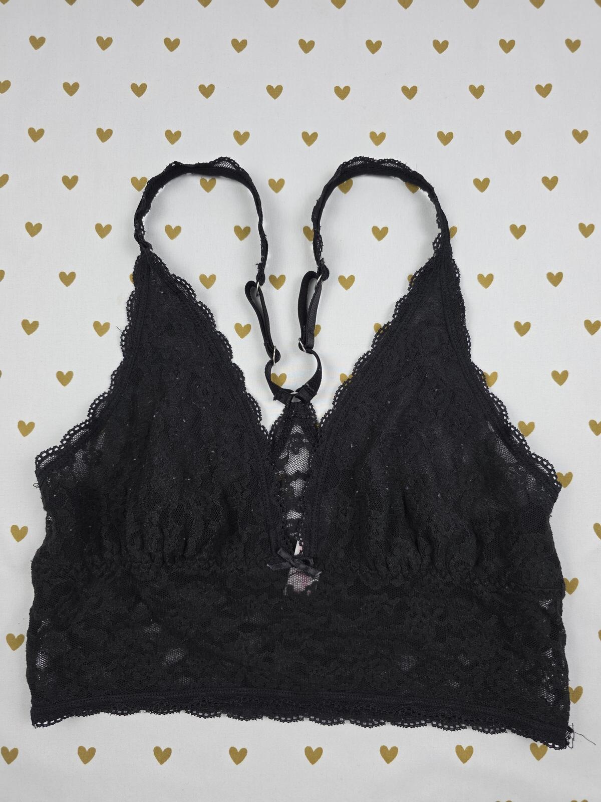 Victorias Secret Medium black lace Strappy Bralette Bra Top Tank