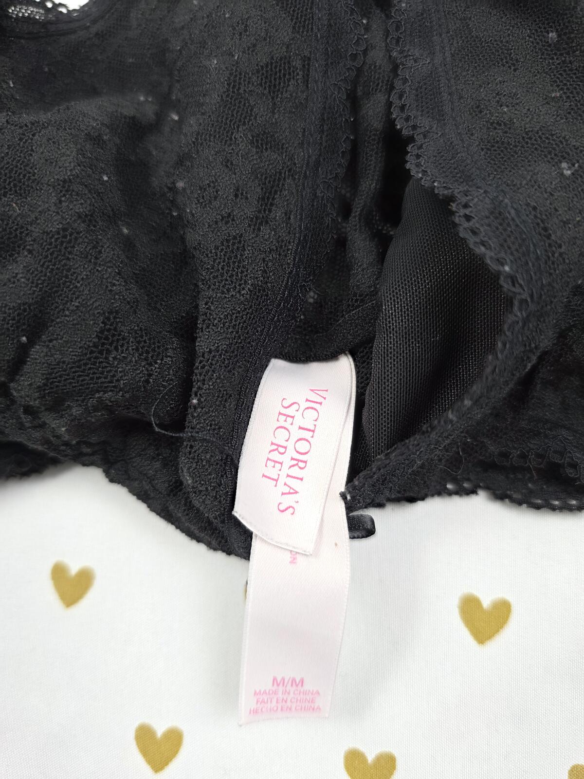 Victorias Secret Medium black lace Strappy Bralette Bra Top Tank