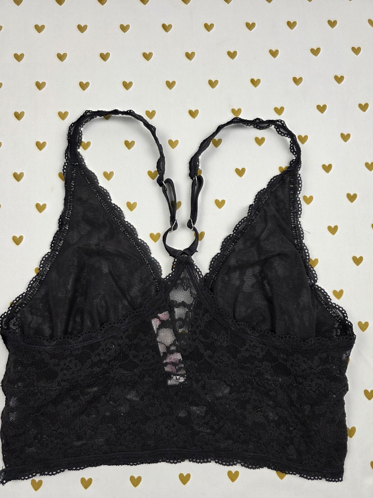 Victorias Secret Medium black lace Strappy Bralette Bra Top Tank