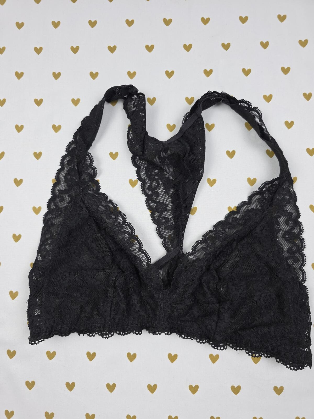 Victorias Secret Black Stretch Racerback MEDIUM Bralette Bra Top Tank