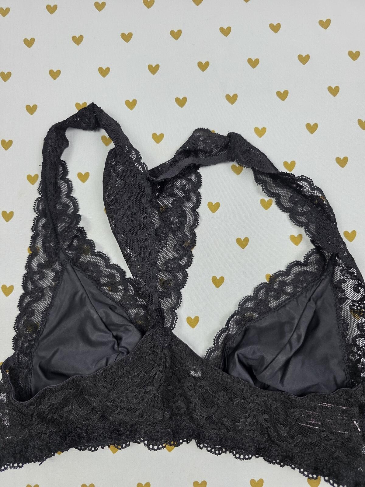 Victorias Secret Black Stretch Racerback MEDIUM Bralette Bra Top Tank